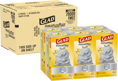 ForceFlex Tall Kitchen Drawstring Trash Bags - OdorShield - 13 gal Capacity - 23.74" Width x 24.88" Length - 0.72 m