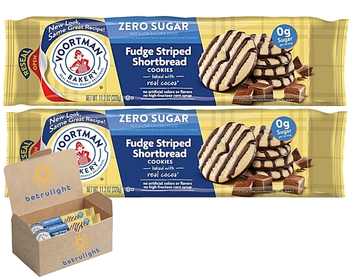 Sugar Free Cookies Baked With Real Cocoa| Fudge Brownie Chocolate Chip| Fudge Striped Shortbread| Chocolate Chip| Voortman oatmeal cookies | Keto Friendly Snack | 8 oz Pack of 2 | Every Order is Elegantly Packaged in a Signature  Branded Box!