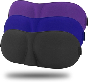 Sleep Mask Pack of 3, 100% Block Out Light, 3D Eye Masks for Sleeping, Night Blindfold for Men Women, Back and Side Sleeper, Ultralight Travel Eye Cover Multi-Colored