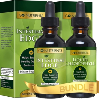 Intestinal Edge + Liquid Drops Supplement Chlorophyll - Effective Detox, Cleanse & Energy Combo | No GMO’s | No Preservatives