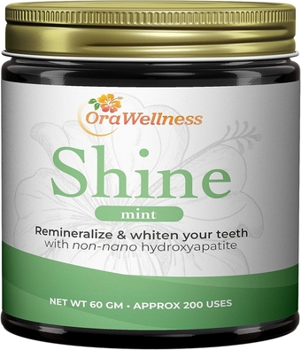 Shine Remineralizing Tooth Powder with Hydroxyapatite, Natural Teeth Whitening Powder, Tooth Stain Remover and Polisher, Fresh Mint
