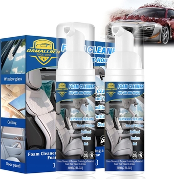 Foam Cleaner For Car, 2 Pack Interior Car Cleaning Kit for Car and House, Car Interior Cleaner Remove Stain from Leather, Carpet, Upholstery, Fabric, Lemon Flavor Car Detailing Kit Interior Cleaner
