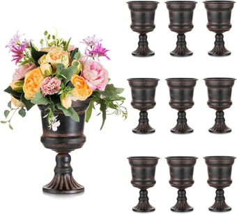 Flowers Arrangement Vase for Artificial Faux Fresh Silk Flower Retro Planters Urns for Table Centerpiece Flower Shop Wedding Farmhouse Funeral 7.9in
