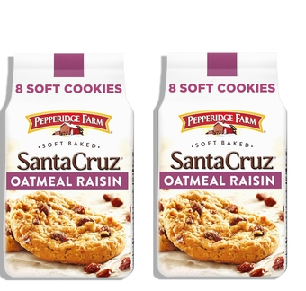 Pepperidge Farm Oatmeal Raisin Soft Baked Cookies, Santa Cruz, 8.6 OZ Bag (2 Pack SimplyComplete Bundle) for Kid Treats, Family Gatherings