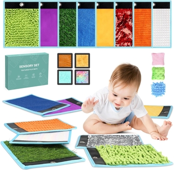 Sensory Mats for Autistic Children, Sensory Floor Tiles for Kids, Sensory Toys for Tactile Play, Textured Sensory Wall Panel, Bean Bags, Sensory Room Equipment, Baby Toddler Fidgeting Activity