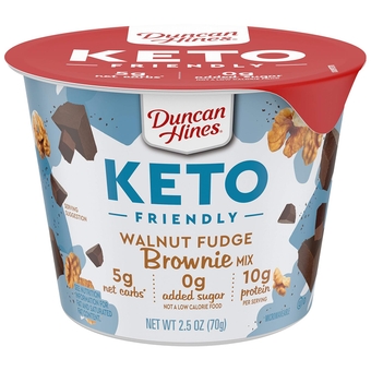 Keto Friendly Dessert Cups Walnut Fudge Brownie Mix, Walnut Brownie Cake Cup, 30 oz (Pack of 12)