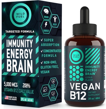 Vegan Vitamin B12 Liquid Supplement - Sublingual B12 Drops Support Production of Cells, Energy and Mood - High-Potency One-Dropper Per Day Methylcobalamin B12 5000 mcg - Natural Orange Flavor - 2oz