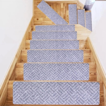 30 * 8 in Mats for Staircase, 15 Pcs Stair Treads for Wooden Steps Non-Slip Carpet Mat Indoor Self Adhesive Stair Rugs Peel and Stick Stair Treads Carpet for Elders and Kids - Smoky Grey