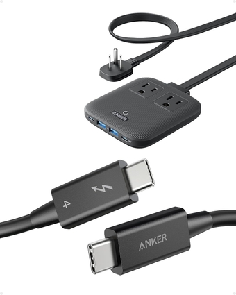 Thunderbolt 4 Cable 2.3 ft, Supports 8K Display / 40Gbps Data Transfer / 100W Charging USB C to USB C Cable,  Nano Charging Station, 6-in-1 USB C Power Strip 67W Max with Flat Plug and 5 f