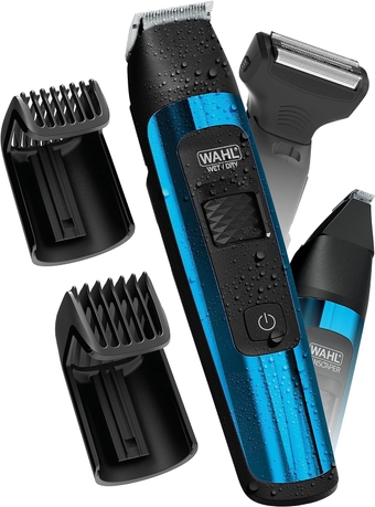 Wahl MANSCAPER Rechargeable Deluxe Hair Trimmer and Shaver for Total Body Grooming and Your Hair Down There with Safe-Touch Detachable Stainless Steel Precision Blades - Model 5708