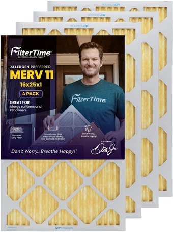 16x25x1, AC Furnace Air Filter, MERV 11, 4-Pack (exact dimensions 15.5 x 24.5 x 0.75), AC Filter, Furnace Filter, Home Air Filter Made in USA…