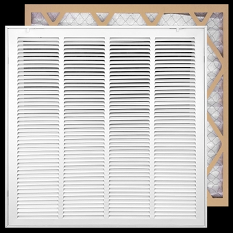 24"W x 24"H [Duct Opening Size] Filter Included Steel Return Air Filter Grille [Removable Door] for 1" Filters, Vent Cover Grill, White, Outer Dimensions: 26 5/8"W X 26 5/8"H for 24x24 Opening