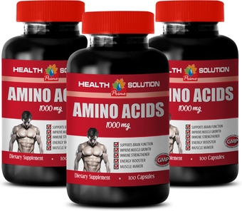 pre Workout Muscle Builder Supplements for Men - Amino ACIDS 1000 MG, Pre Workout - l-leucine Supplement, 3 Bottles (300 Capsules)