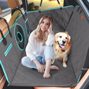Car Back Seat Extender for Dogs,Hard Bottom Dog Car Hammock for Travel, Non-Slip Dogs Car Seat Protector Black Covers for SUV Truck,Bed for Car Camping,Dog Essentials