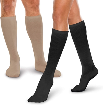Core-Spun 10-15mmHg Medical Light Graduated Knee High Compression Socks - 2 Pack (Black & Khaki, Medium Regular)