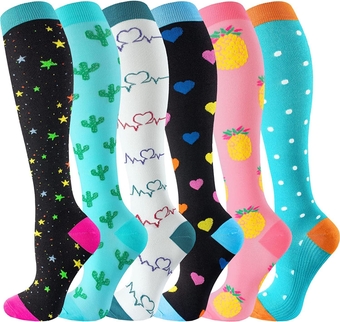 Compression Socks for Women & Men Circulation-6 Pairs 20-30mmhg Support Running Nurse Travel Compression Socks