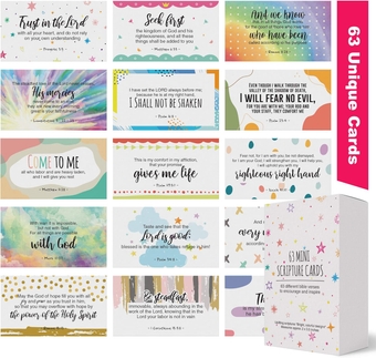 Prayer Cards - 63 Mini Scripture Cards with Assorted Bible Verses. Perfect for Women's Bible Studies, Daily Devotional for Women and Inspirational Christian Gift for Women