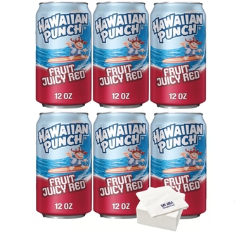 Hawaiian Punch Fruit Juicy Red, 12oz Cans, (Pack of 6) with Bay Area Marketplace Napkins