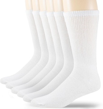 12 Pairs Diabetic Cotton Crew Socks for Mens Womens Loose Fit Non-Binding Socks