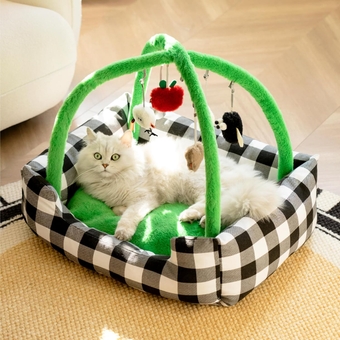 Cat Bed, Dog Bed, Soft Cotton, Non-Slip Bottom, Ideal for Small Breeds, 26.5"x21"x19"