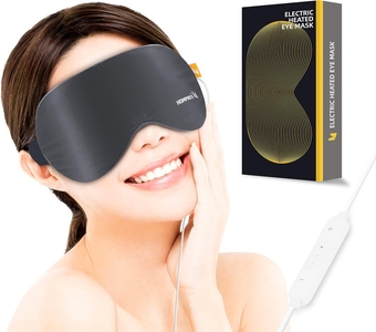 Silk Heated Eye Mask - Fast Heating Eye Mask for Dry Eyes, Reusable Eye Compress with Automatic Shutdown, Temp Control, Relieve Eye Fatigue, Puffy Eyes (Dark Grey)
