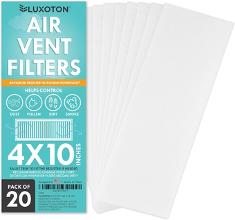 Premium Air Vent Filters for Home - Pack of 20 Pieces 4" x 10" Floor Vent Filters - Electrostatic Reduce Dust, Dirt, Smoke, Pollen, Hair, AC Vent Filter, Floor Register Filter, Home Vent Filters