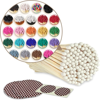 4" Matches in Color of Your Choice (100 Count, Striking Stickers Included) | Decorative Unique & Fun for Your Home, Gifts, Accessories & Events | Premium Long Wood Safety Matches by