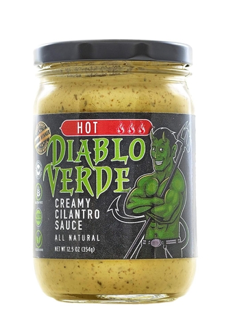 Salsa, Award Winning, Creamy Cilantro Sauce, Hot Heat Level, 12.5 oz bottle, Made with Cilantro, Garlic, Lime, Jalapeño Peppers, Vegetarian, Preservative-free, Soy-free, Egg-free, Multi-Jar Discount Available