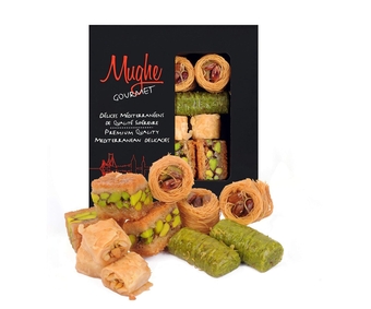 Mughe Gourmet Bitesize Turkish Pistachio Baklava Assortment Gift Box - XSmall Dessert Pastry Gifts - 12 pcs, 150g (5.3oz) - Celebrate Birthday, Father's and Mother's Day, Christmas