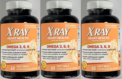 X Ray Heart Health Omega 3,6,9 Dietary Supplement, 60 Soft Gels - Pack of 3