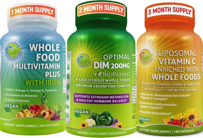 Optimal DIM (Diindolylmethane) Complexfor Hormonal and Estrogen Balance Bundled Up with Vegan Multivitamin Plus for Men & Women (with Iron) and Liposomal Vitamin C 1500mg for Overall Support