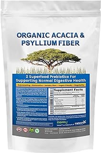 Organic Acacia & Psyllium Husk Fiber Powder 2 Soluble Fiber Digestive Restoring Gut Nutrients. Psyllium Husk Fiber & Acaci...