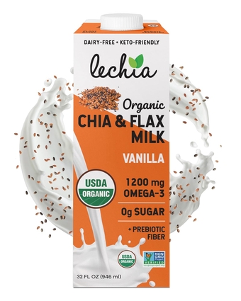 32oz Non-Dairy Milk, Chia Flax Milk Vanilla No Sugar Added (Pack of 6), USDA Organic, Non-GMO – Fiber, Calcium, Omega-3 – Shelf Stable, free of Nuts, Soy, Gluten, Lactose, Carrageenan.