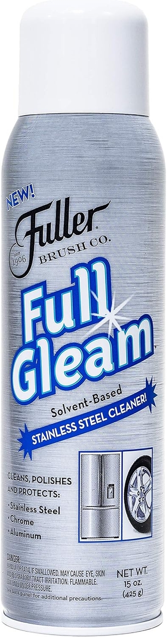 Full Gleam Stainless Steel Cleaner - Chrome & Aluminum Conditioner Spray For Cleaning Pots, Pans, Cooktop & Kitchen Appliances - Easy Clean & Polish For Home & Business