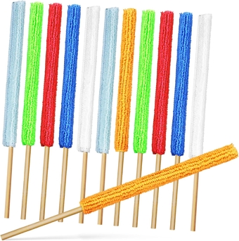 12pcs Detail Duster Sticks Crevice Cleaning Brush Cleaning Towel Mini Duster Deck Brush Gap Duster for Cleaning Thin Small Fan Face Air Conditioner Fiber Crevice Brush