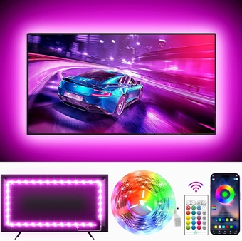 TV Light Strip, Music Sync LED TV Backlight, for 32-50 Inch TV, LED TV Light with Bluetooth Function - RGB Color Changing Light Strip for Home Theater (9.8t)