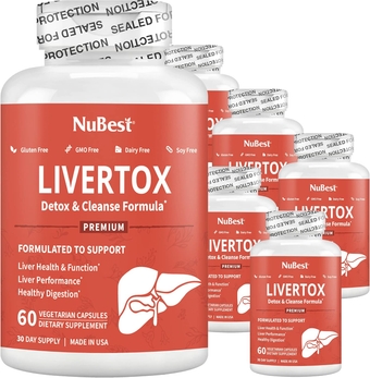 Liver Cleanse Detox & Fatty Liver Repair - Liver Supplement by LIVERTOX with Milk Thistle, Choline, Beet, Turmeric, Artichoke & Dandelion - Liver Supplement for Liver Detox and Healthy Liver - Pack 6