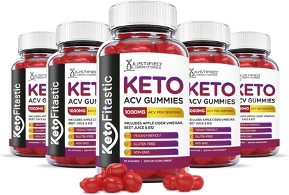 Justified Laboratories (5 Pack) Ketofitastic Keto Gummies 1000MG ACV with Pomegranate Juice Beet Root B12 300 Gummys