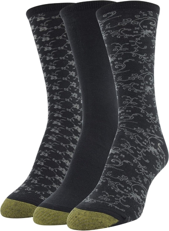 Women's Floral Dress Crew Socks, 3 Pairs