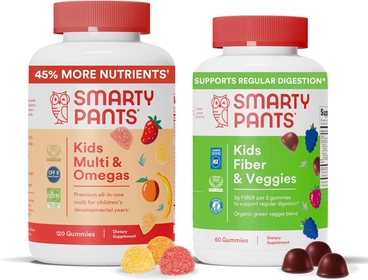 Kids Multivitamin + Fiber & Veggie Bundle: Omega 3 Fish Oil, Prebiotic Fiber, Gluten-Free, Three Fruit & Mixed Berry Flavors, Multi & Omegas (120 Count) + Fiber & Veggies (60 Count)