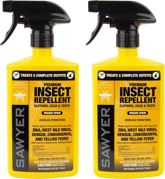 SP6572 Twin Pack Premium Permethrin Clothing Insect Repellent Trigger Spray, 24 oz,Yellow