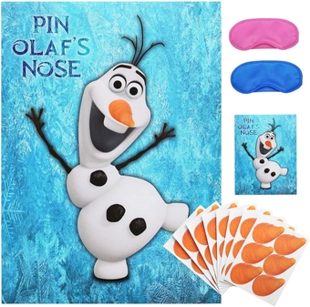 Frozen Party Supplies Decorations, Pin The Nose on the Olaf Party Games, Large Poster with 48Pcs Nose Stickers Favors for Kids’ Birthday Party Activity