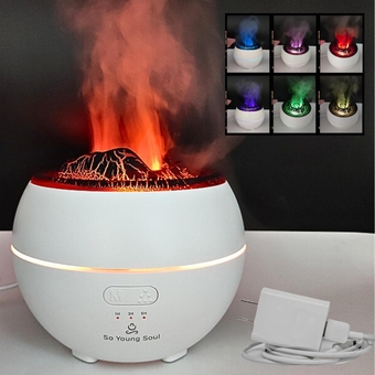 Volcano Flame Diffuser for Essential Oils with Aroma Humidifier, Air Essentials Fire Mist Ambientador, Flame Oil Diffuser, Volcano humidifier, fire Diffuser or Flame humidifier (360 ml, White)