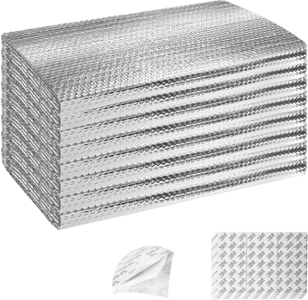 Garage Door Insulation Kit 8P Double Bubble Window Heat Insulation Panels, 20.5" x 54" Reflective Aluminum Foil Summer/Winter Barrier Insulation Sheets with 120 Adhesive Tapes for Garage Attic Wall