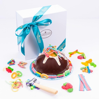 Gourmet Chocolate Candy Smash Cake - Dark Chocolate - Premium Dark Chocolate Smash Cake Filled with Delicious Candy Treats Perfect for Birthday Gifts, Holiday Gifts, Family Fun, and Parties