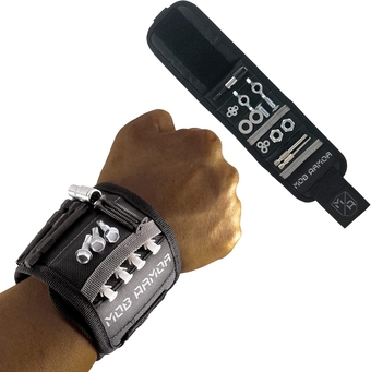 Mag Band Magnetic Wrist Tool Holder - Magnetic Wristband for Holding Screws, Nails, Fasteners, and More, Magnetic Wristband for Mechanic, Handyman, Electrician, Tech Geek, 13" x 3.25"