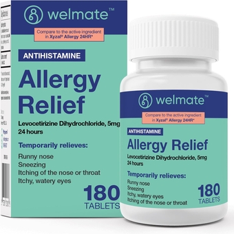 | Allergy | Generic Xyzal Levocetirizine Dihydrochloride 5mg | Non Drowsy | Fast Acting | 24hr Support | Runny Nose, Watery Eyes, Sneezing | Antihistamine | Allergy Medication | 180 ct