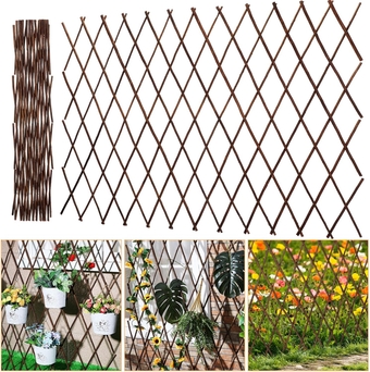 8 Pack Expandable Willow Trellis Lattice Fence Willow Fence Panel for Climbing Plants Willow Garden Lattice Trellis Plant Support Open Screen Willow Fencing, Outdoor Decorative Wood Fence