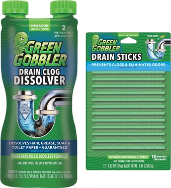 Liquid Hair Drain Clog Remover | For Toilets, Sinks, Tubs & Fresh Scent Drain Sticks | 12 Pack | Drain Cleaner & Deodorizer - Packaging May Vary