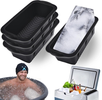 Extra Large Ice Block Mold,4 Pack 9.4lbs Ice Cubes for Cold Plunge or Coolers,Reusable Silicone Ice Molds for Ice Bath Chiller,Big Ice Tray